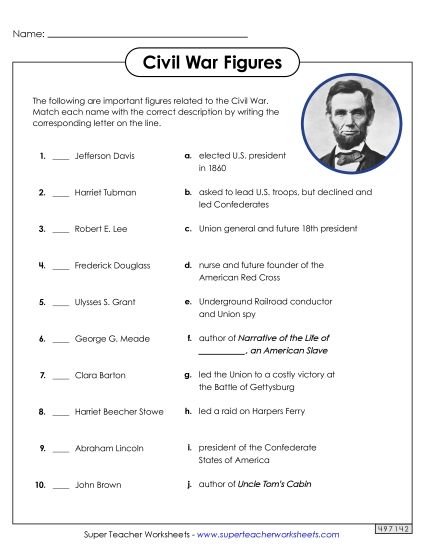Worksheets - Historical Figures Matching 1 (Printable PDF Worksheet)