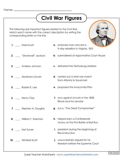 Worksheets - Historical Figures Matching 2 (Printable PDF Worksheet)