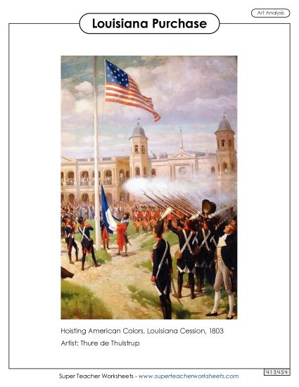 Art Analysis - Hoisting American Colors, Louisiana Cession  (Art Analysis) (Printable PDF Worksheet)