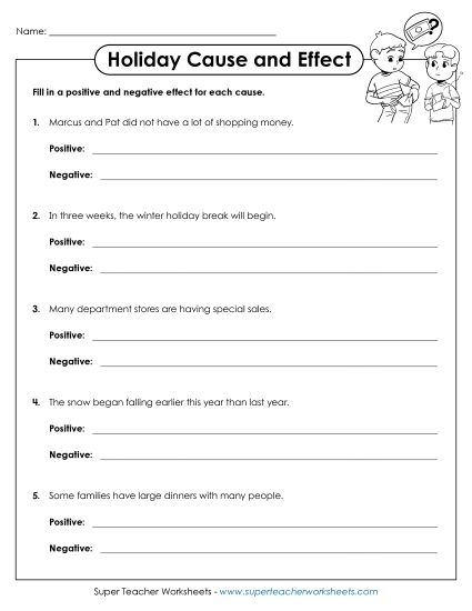 Holiday/Winter Cause and Effect (Printable PDF Worksheet)
