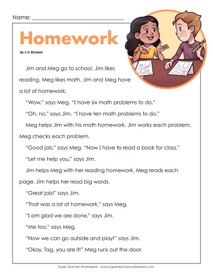 Fiction - Homework (Printable PDF Worksheet)