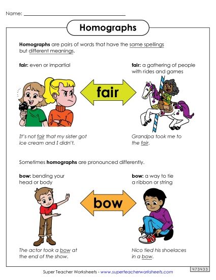 Anchor Chart - Homographs Anchor Chart (Printable PDF Worksheet)