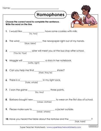 Mixed Homophones - Homophones 2 (Printable PDF Worksheet)