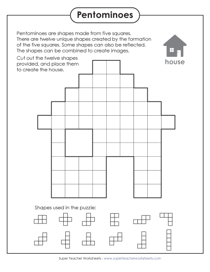 House Pentomino Puzzle (Printable PDF Worksheet)