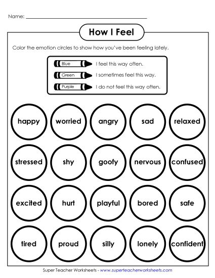 How Do You Feel? - How I've Been Feeling Lately (Printable PDF Worksheet)