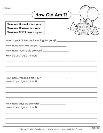 Number Challenges - How Old Am I? (Grade 5 and Up) (Printable PDF Worksheet)