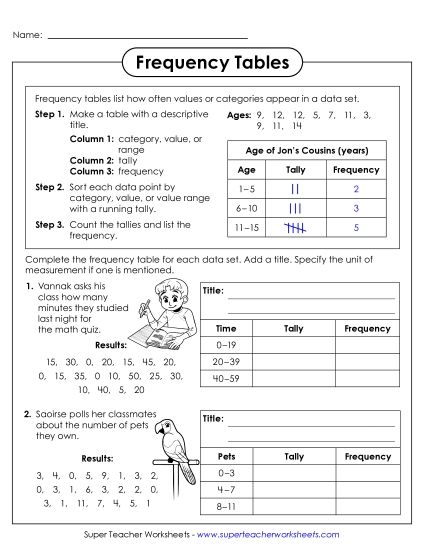 Frequency Tables - How to Make a Frequency Table (Printable PDF Worksheet)