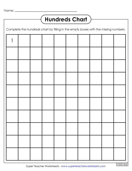 Hundreds Charts (1-100) - Hundreds Chart (Blank) (Printable PDF Worksheet)