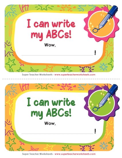 Pre-K and K ELA Awards - I can write my ABCs! (Printable PDF Worksheet)