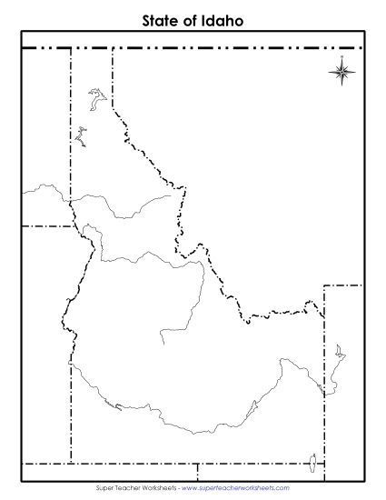Maps - Idaho: Blank Map (Printable PDF Worksheet)