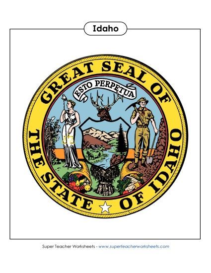 Flags & Seals - Idaho State Seal (Full-Color Version) (Printable PDF Worksheet)