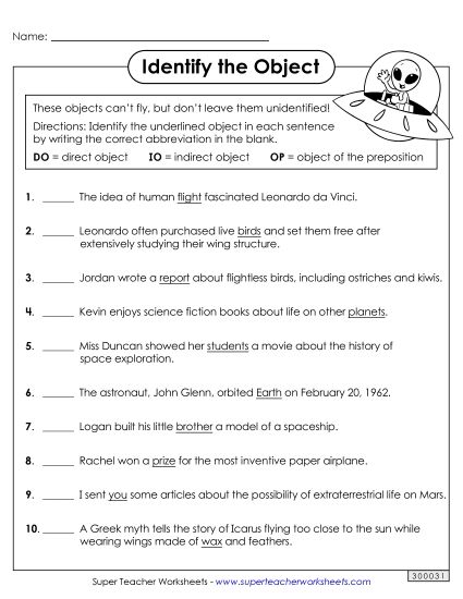Identify the Objects (Printable PDF Worksheet)