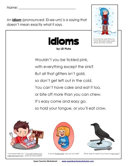Idiom Poem (Printable PDF Worksheet)