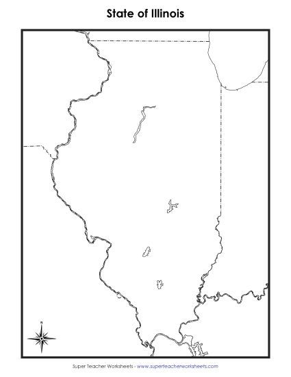 Maps - Illinois: Blank Map (Printable PDF Worksheet)
