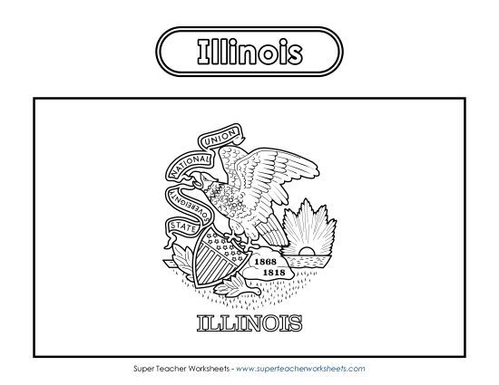 Flags & Seals - Illinois Flag Coloring Page (Printable PDF Worksheet)