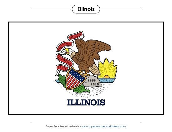 Flags & Seals - Illinois State Flag (Full-Color Version) (Printable PDF Worksheet)