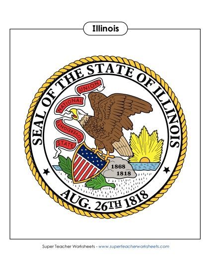 Flags & Seals - Illinois State Seal (Full-Color Version) (Printable PDF Worksheet)