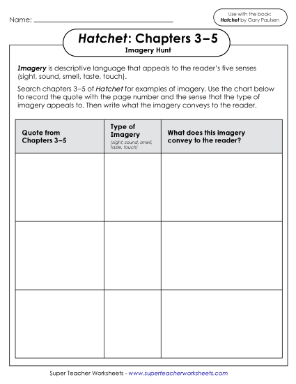 Chapters 3–5 - Imagery Hunt (Printable PDF Worksheet)