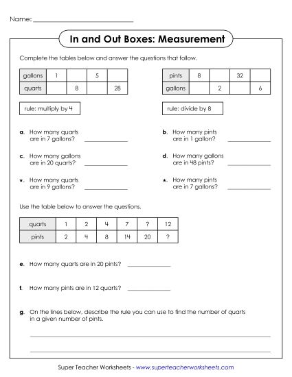 Intermediate - In-Out Boxes: Capacity (Intermediate) (Printable PDF Worksheet)