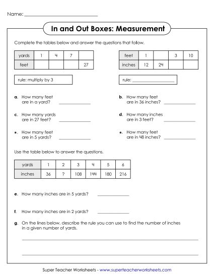 Intermediate - In-Out: Measurement (Intermediate) (Printable PDF Worksheet)