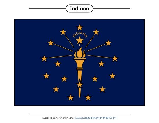 Flags & Seals - Indiana State Flag (Full-Color Version) (Printable PDF Worksheet)
