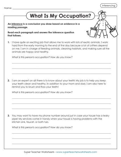 Inference: What Is My Job? (Printable PDF Worksheet)