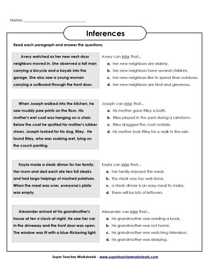 Inferencing MC #2 (Printable PDF Worksheet)