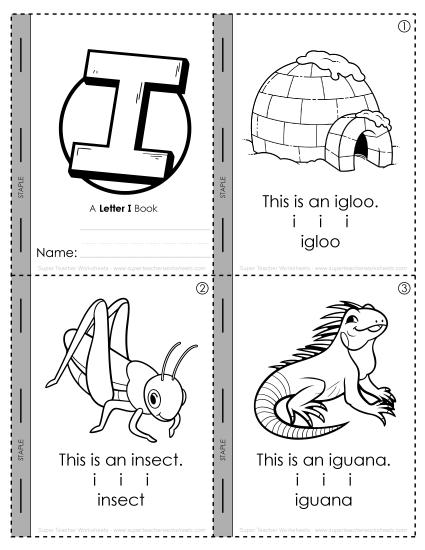 Worksheets - Initial I Sound Mini Book (Printable PDF Worksheet)