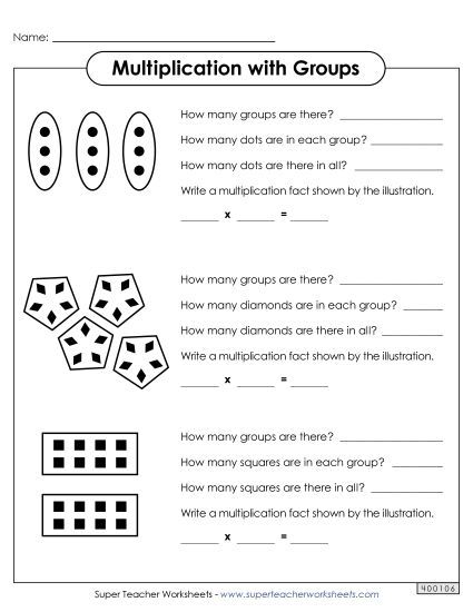Worksheets and Games - Introduction to Multiplication with Groups (Printable PDF Worksheet)