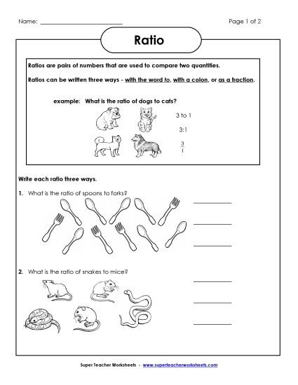 Basic Ratio Worksheets - Introduction to Ratios (Pictures) (Printable PDF Worksheet)