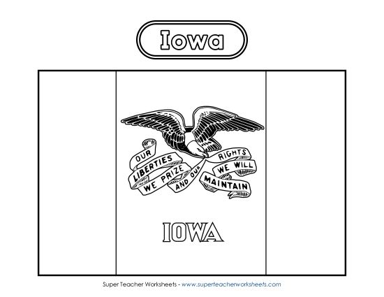 Flags & Seals - Iowa Flag Coloring Page (Printable PDF Worksheet)