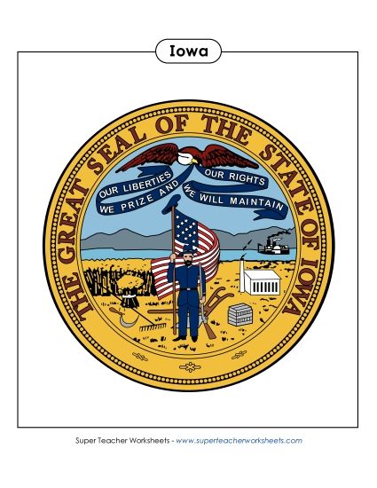 Flags & Seals - Iowa State Seal (Full-Color Version) (Printable PDF Worksheet)