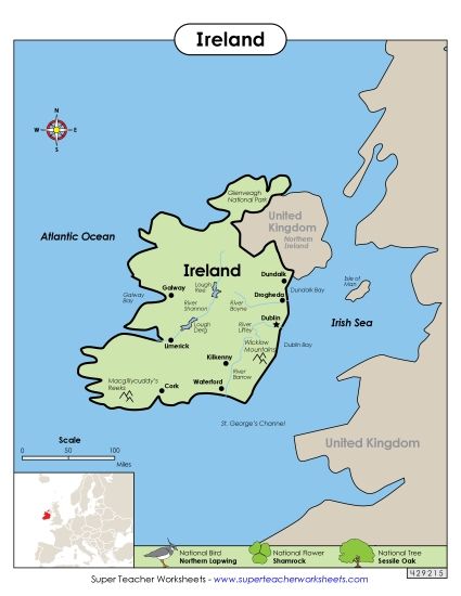 Map - Ireland Map (Printable PDF Worksheet)
