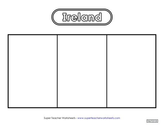 Flag - Irish Flag (Black & White) (Printable PDF Worksheet)