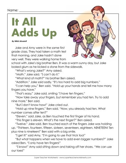 Fiction - It All Adds Up (Printable PDF Worksheet)