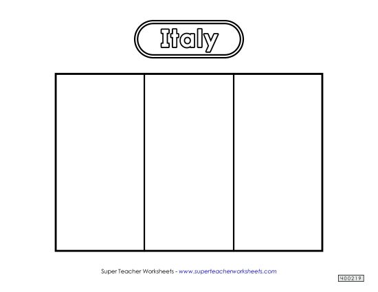 Flag - Italian Flag (Black & White) (Printable PDF Worksheet)