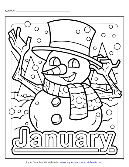 Month Coloring Pages - January (Basic) (Printable PDF Worksheet)