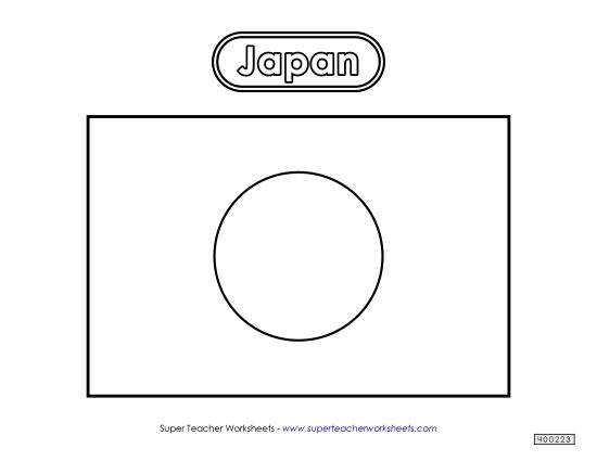Flag - Japanese Flag (Black & White) (Printable PDF Worksheet)