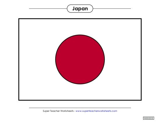 Flag - Japanese Flag (Color) (Printable PDF Worksheet)