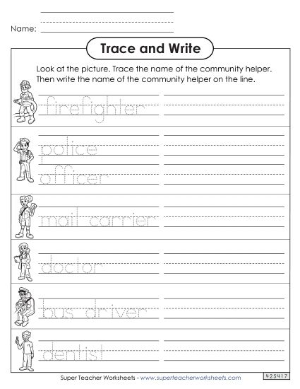 Trace & Write - Job Titles Trace and Write (Worksheet 1) (Printable PDF Worksheet)