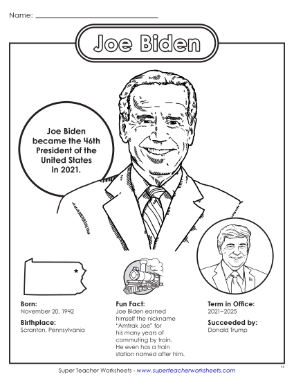 President Fact Sheets - Joe Biden Fact Sheet (Printable PDF Worksheet)