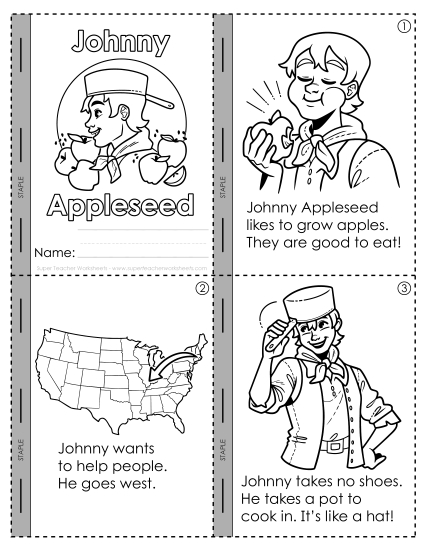 Johnny Appleseed Worksheets - Johnny Appleseed Mini Book (Printable PDF Worksheet)