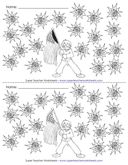 Monthly Sticker Charts - July Chart (Fireworks) (Printable PDF Worksheet)