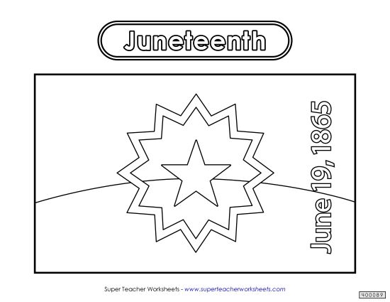 Flags - Juneteenth Flag (Black and White) (Printable PDF Worksheet)