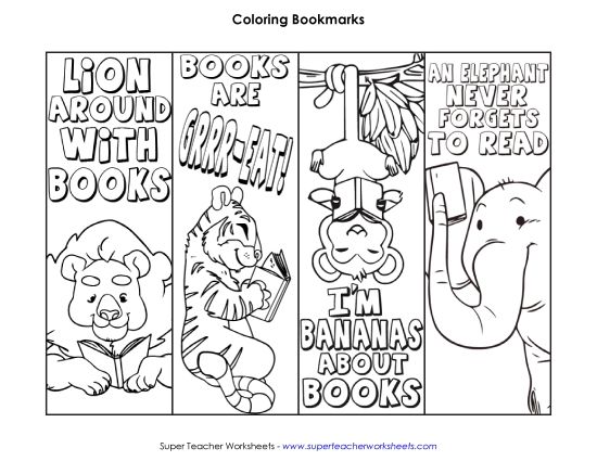 Bookmarks - Jungle Animal Bookmarks (Printable PDF Worksheet)