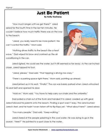 Fiction Stories - Just Be Patient (Printable PDF Worksheet)