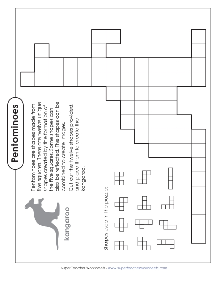 Kangaroo Pentomino Puzzle (Printable PDF Worksheet)