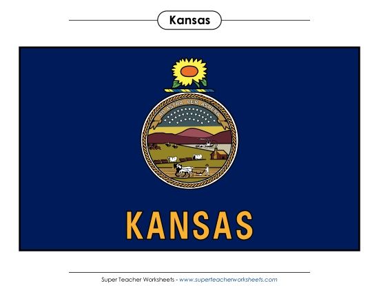 Flags & Seals - Kansas State Flag (Full-Color Version) (Printable PDF Worksheet)