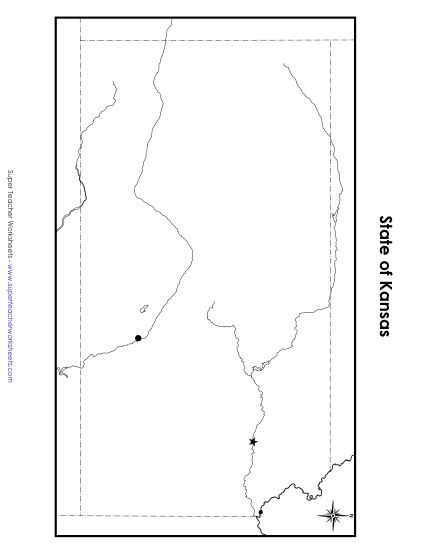 Maps - Kansas State Map (Blank Cities) (Printable PDF Worksheet)
