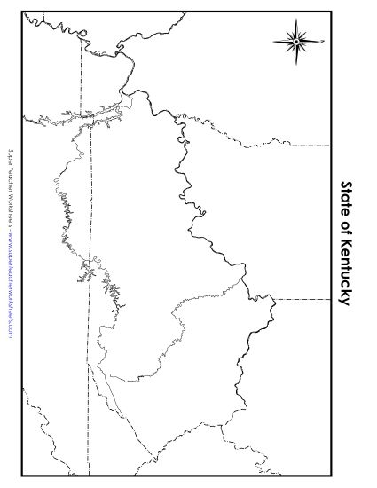 Maps - Kentucky State Map (Blank) (Printable PDF Worksheet)